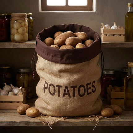 Kitchen Drawstring Jute Produce Bags 2 Pack Labeled