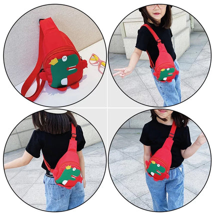 Dinosaur Cartoon Crossbody Bag Casual Chest Sling Travel Pouch with Strap