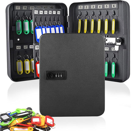 48 Key Wall Mounted Combination Key Cabinet Steel Organiser Box Home Office