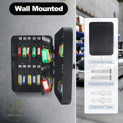 48 Key Wall Mounted Combination Key Cabinet Steel Organiser Box Home Office