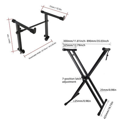 Electronic Keyboard Stand Adjustable Height X Type Piano Stand Double Pipe Raised Stand