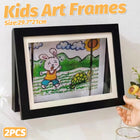 Kids Art Display Frames Set Wooden Artwork Holder 2PCS Children Drawing Storage