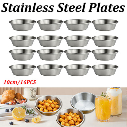 16PCS Stainless Steel Dip Dishes 10cm Small Bowls Condiment for Sushi Party