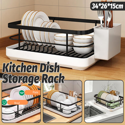 Kitchen Dish Drying Rack Sink Organizer Plate Holder Storage Box For Chopsticks