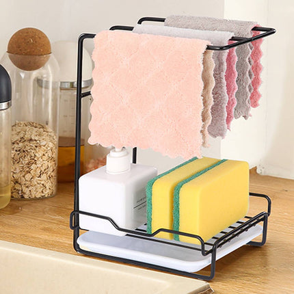 Countertop Kitchen Sink Caddy Organiser Dishcloth Sponge Holder Drain Rack Steel