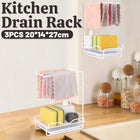 3PCS Kitchen Countertop Drain Rack Space Saving Organiser with Drainage Plate