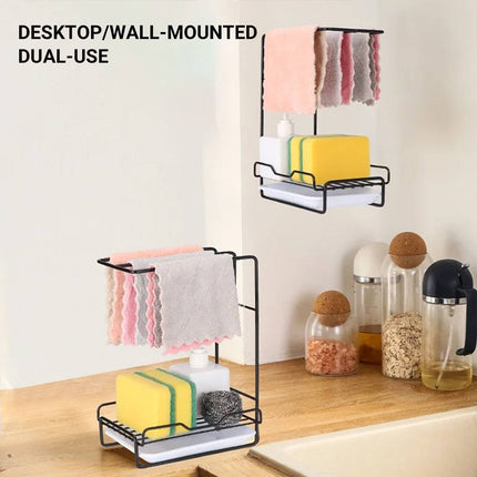 Countertop Kitchen Sink Caddy Organiser Dishcloth Sponge Holder Drain Rack Steel