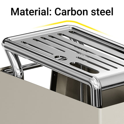 Kitchen Knife Holder Rack Carbon Steel Drainage Tray Hook Side White or Grey