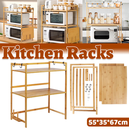 Expandable Microwave Oven Rack Shelf Adjustable Width Height Sturdy Durable