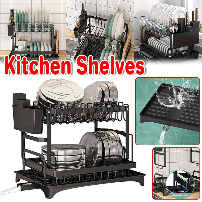 Kitchen Storage Rack Dish Bowl Tray Organiser Drying Drain Holder Shelf Stand