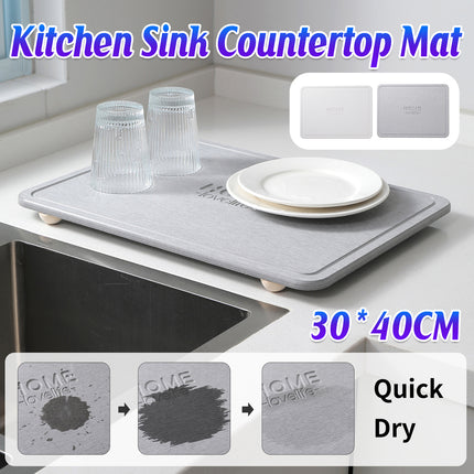 Kitchen Countertop Drain Mat Sink Waterproof Pad Dishware Drying Mat Quick Dry
