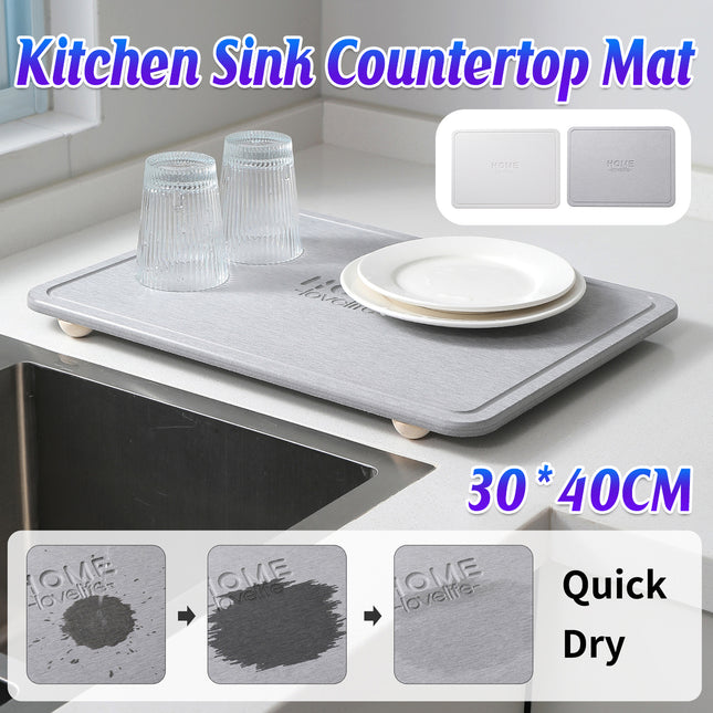 Kitchen Countertop Drain Mat Sink Waterproof Pad Dishware Drying Mat Quick Dry