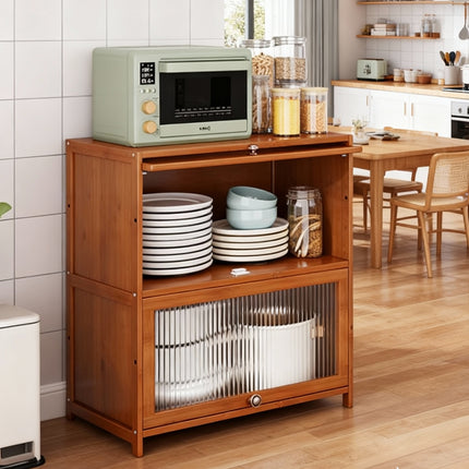 Kitchen Storage Cabinet with Doors Bamboo Durable for Pantry Spices Food Use
