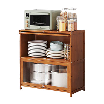 Kitchen Storage Cabinet with Doors Bamboo Durable for Pantry Spices Food Use