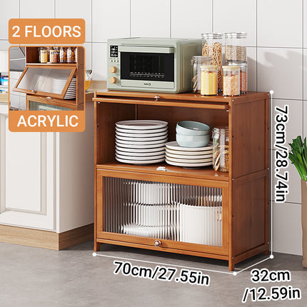 Kitchen Storage Cabinet with Doors Bamboo Durable for Pantry Spices Food Use