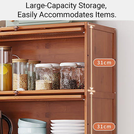 Kitchen Storage Cabinet with Doors Bamboo Durable for Pantry Spices Food Use