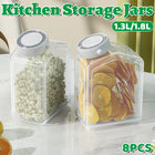 8PCS Kitchen Clear Airtight Storage Jar 1.3/1.8L Large Capacity Food Storage