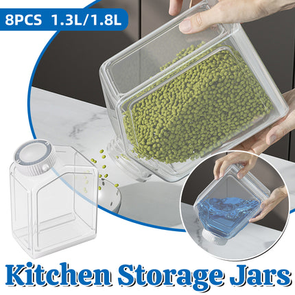 8PCS Kitchen Clear Airtight Storage Jar 1.3/1.8L Large Capacity Food Storage