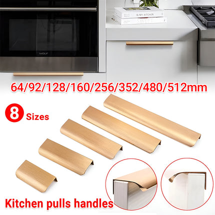 Kitchen Lip Pulls Handles Cupboard Door Cabinet Drawer Rose Brass Gold Furniture