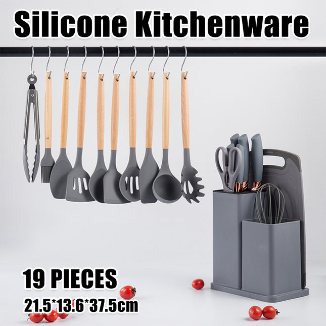 19pcs Silicone Kitchenware Cooking Tools Utensils Set For Home Kitchen Baking