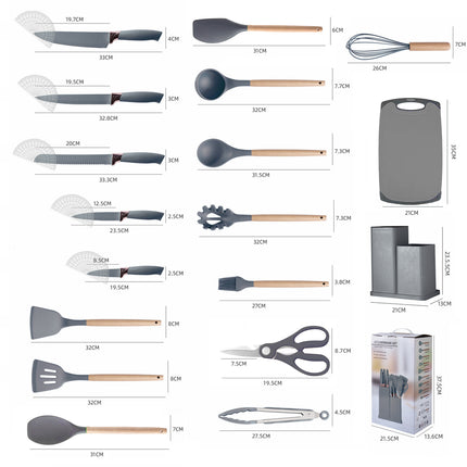 19pcs Silicone Kitchenware Cooking Tools Utensils Set For Home Kitchen Baking