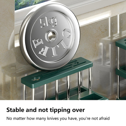 Multi-Functional Kitchen Countertop Knife Block Holder with Removable Drain Tray