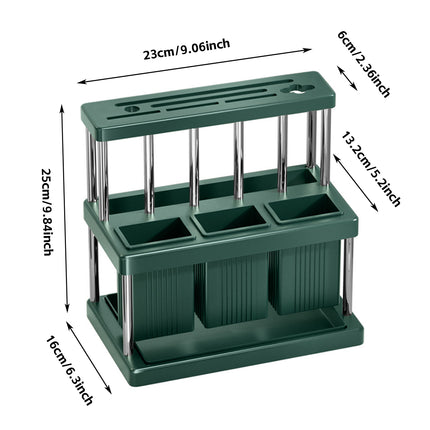 Multi-Functional Kitchen Countertop Knife Block Holder with Removable Drain Tray