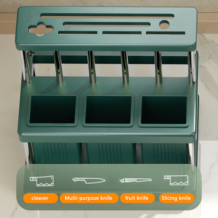 Multi-Functional Kitchen Countertop Knife Block Holder with Removable Drain Tray