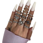 Vintage Boho Knuckle Ring Set 11-15PCS Punk Midi Finger Rings Jewelry Gift - Aimall