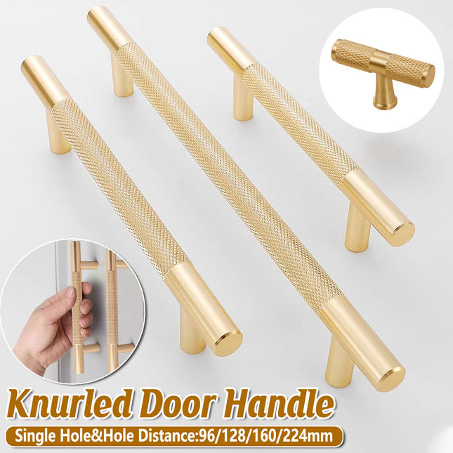 Light Luxury Cabinet Handle Full Copper Gold Straight Knurled Drawer Door Pull