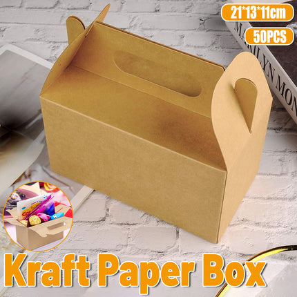 50PCS Fried Chicken Box Kraft Paper Takeaway Packaging Portable Food Container