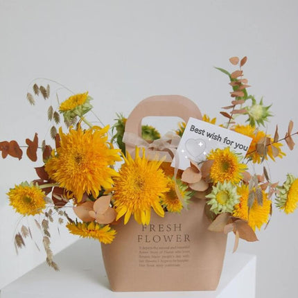10PCS Handheld Kraft Paper Flower Gift Bags Natural Finish for Bouquets