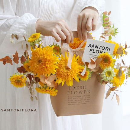 10PCS Handheld Kraft Paper Flower Gift Bags Natural Finish for Bouquets