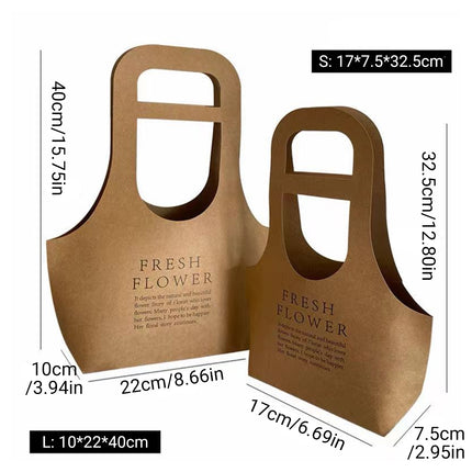 10PCS Handheld Kraft Paper Flower Gift Bags Natural Finish for Bouquets
