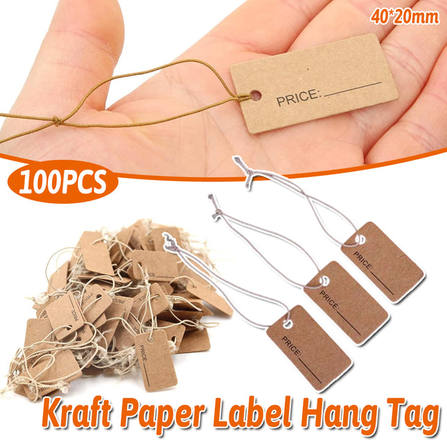 100pcs Kraft Paper Label Tags Blank Strap for Packaging Gift Tags Craft Label