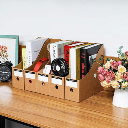 Kraft Paper Desktop Book File Storage Box Durable Sturdy Foldable Space Saving