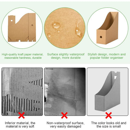 Kraft Paper Desktop Book File Storage Box Durable Sturdy Foldable Space Saving