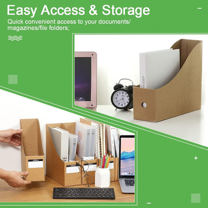 Kraft Paper Desktop Book File Storage Box Durable Sturdy Foldable Space Saving