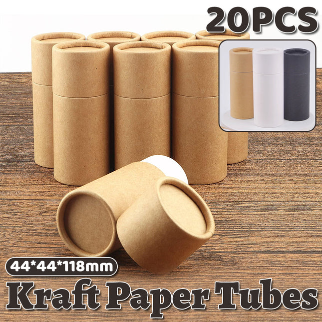 20PCS Kraft Paper Cylinder Gift Boxes Round Cardboard Tubes with Lids