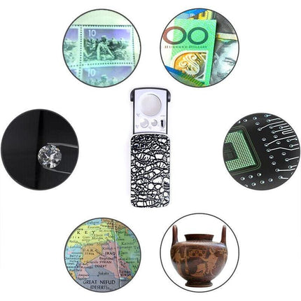 30X 60X 90X Jewellers Loupe Led Magnifier Loop Side Light Magnifying Glass Lens - Aimall