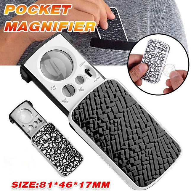 30X 60X 90X Jewellers Loupe Led Magnifier Loop Side Light Magnifying Glass Lens - Aimall
