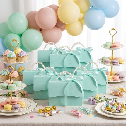 20pcs Pearl Handle Gift Box Set Wedding Favour Candy Box Party Packaging