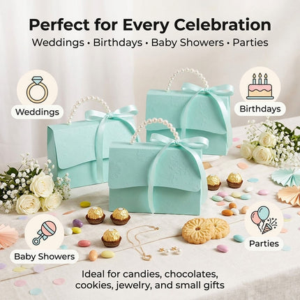 20pcs Pearl Handle Gift Box Set Wedding Favour Candy Box Party Packaging
