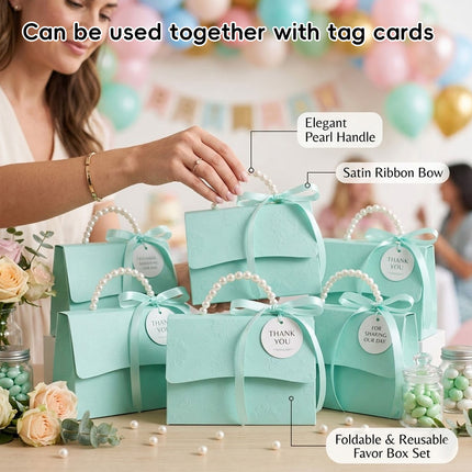 20pcs Pearl Handle Gift Box Set Wedding Favour Candy Box Party Packaging