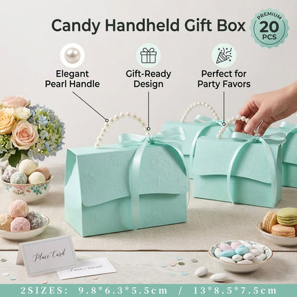 20pcs Pearl Handle Gift Box Set Wedding Favour Candy Box Party Packaging