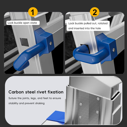 Folding Ladder 3 Step Aluminum Alloy Durable Ladder for Home Kitchen Garage Use