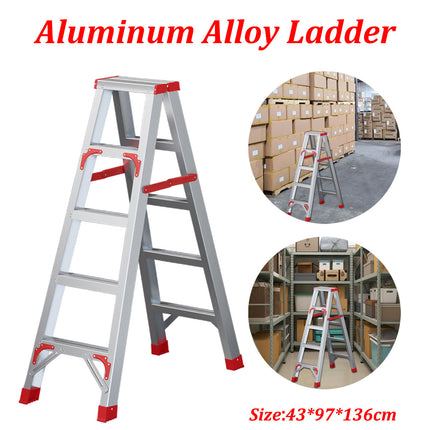 Aluminum 5 Step Folding Ladder Lightweight Stable Frame for Home Garage