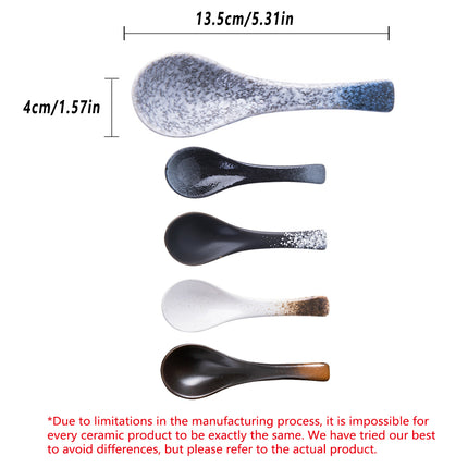 5pcs Ceramic Soup Spoons Household Kitchen Utensils for Cooking and Serving Food