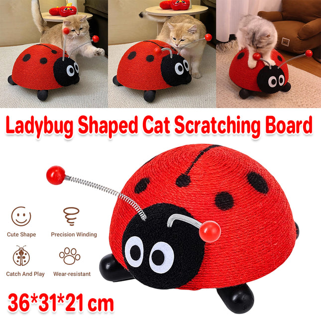 Sisal Cat Scratching Board Toy Ladybug Design Wear Resistant Cat Scratch Post