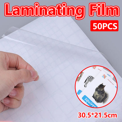 50PCS Thickened Transparent Self Adhesive Cold Laminating Film Paper Protection